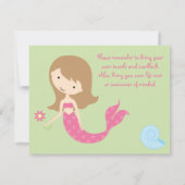 KRW Cute Mermaid Pool Party-uitnodigingen Kaart (Achterkant)