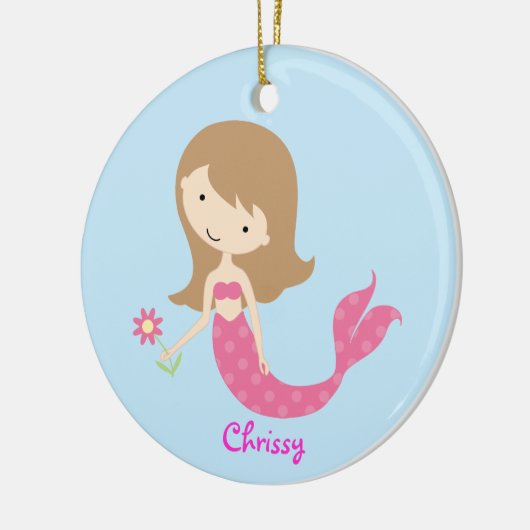 KRW Cute Pink Mermaid Custom Ornament (Links)