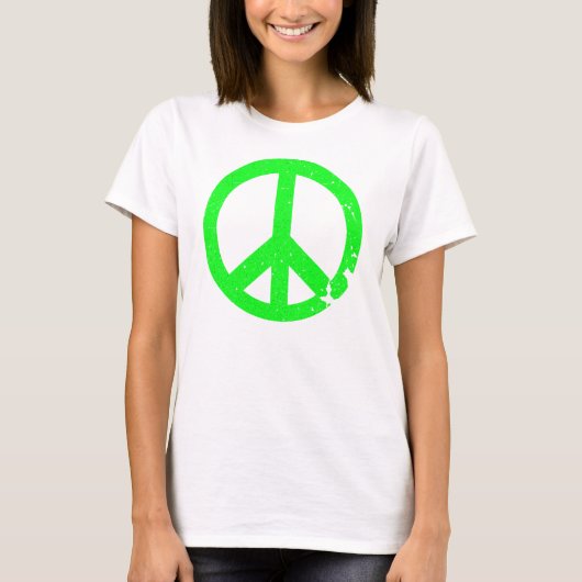 KRW Distress Neon Green Peace Sign T-shirt (Voorkant)