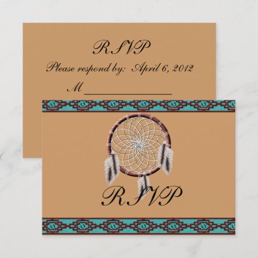 KRW Dreamweaver Native American Wedding RSVP Kaartje (Voorkant / Achterkant)