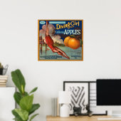 KRW duikmeisje Apple Fruit Crate Label Poster (Thuiskantoor)