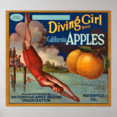 KRW duikmeisje Apple Fruit Crate Label Poster (Voorkant)