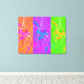 KRW Electric Funk Abstract Art Triptiek Canvas Afdruk (Insitu (Houten vloer))