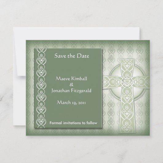 KRW Elegant Celtic Cross Irish Save the Date (Voorkant)