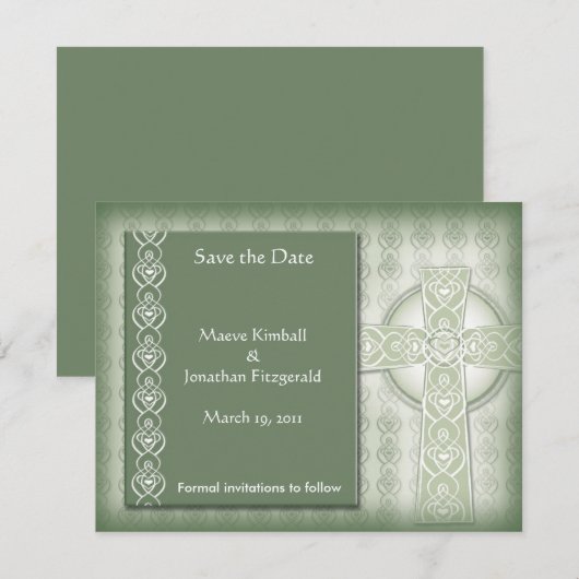 KRW Elegant Celtic Cross Irish Save the Date (Voorkant / Achterkant)