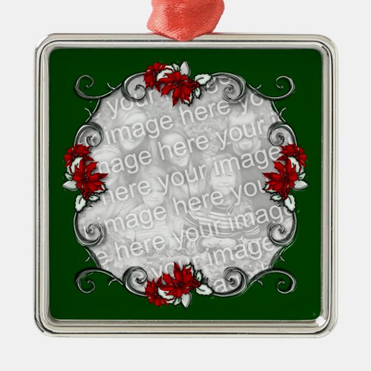 KRW Elegant Pointsettia Lijst Keepomwille Ornament (Voorkant)