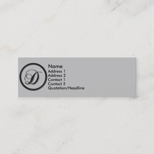 KRW Elegant Script Monogram D-profielkaart Mini Visitekaartje (Voorkant)