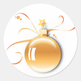 KRW Elegant Season's Groetjes Goud Ornament Ronde Sticker