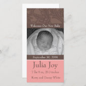 KRW Elegante Roze Aangepaste Foto Geboorteaankondi Aankondiging (Voorkant / Achterkant)