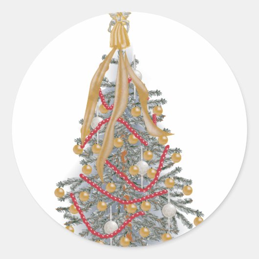 KRW Engel Topped Kerstboom Ronde Sticker (Voorkant)