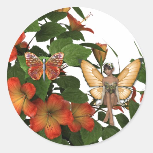 KRW Faeries aan de wijnstok Ronde Sticker (Voorkant)