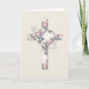 KRW Floral Cross en Doves Kaart