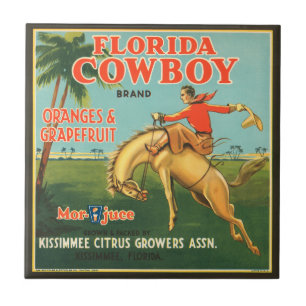 KRW  Florida Cowboy Citrus Fruit Label Tegeltje