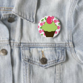 KRW Fun Green Cupcake met Cherries Ronde Button 5,7 Cm (In situ)