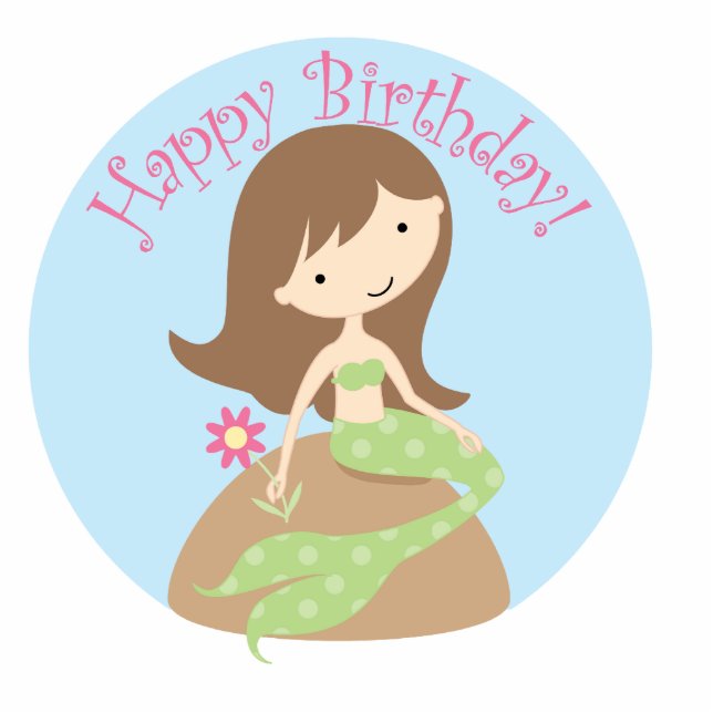 KRW Fun Little Mermaid Birthday Centerpart Decor Staand Fotobeeldje (Voorkant)