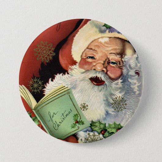 KRW Fun  Santa Claus Ronde Button 7,6 Cm (Voorkant)