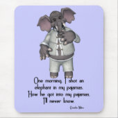 KRW Funny Elephant in Pajamas Groucho Marx Quote Muismat (Voorkant)