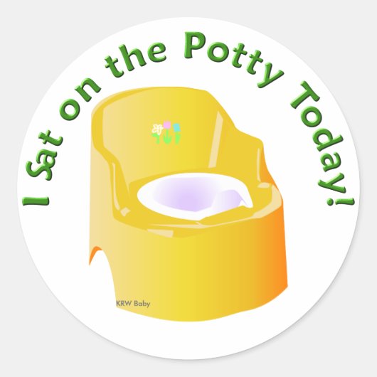 KRW Geel Ik Zat op de Potty Training Reward Ronde Sticker (Voorkant)