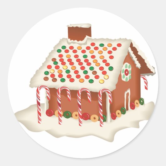 KRW Gingerbread House Vakantie Ronde Sticker (Voorkant)