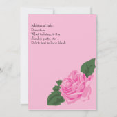 KRW Girls Ballet Roos Birthday Party Invitation Kaart (Achterkant)