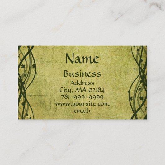 KRW Green Celtic Shamrock Parchment Custom Visitekaartje (Voorkant)