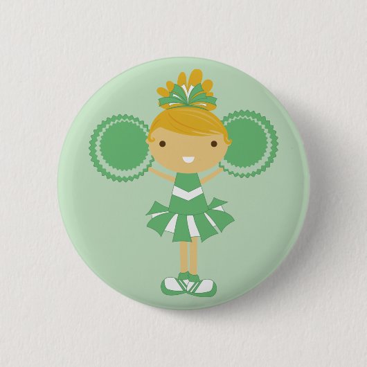 KRW Green Cheerleader Birthday Party Button (Voorkant)