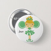 KRW Green Cheerleader Birthday Party Name Button (Voorkant /achterkant)