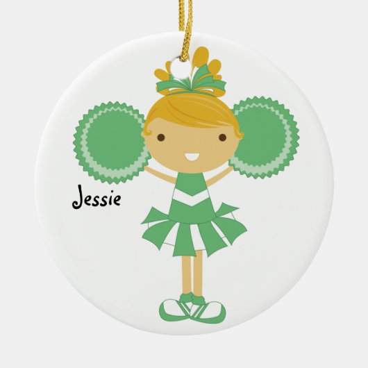 KRW Green Cheerleader Custom Name Ornament (Voorkant)