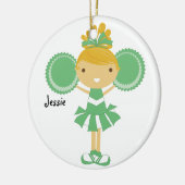 KRW Green Cheerleader Custom Name Ornament (Links)