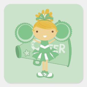 KRW Green Cheerleader Sticker Favor