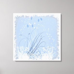 KRW Grunge in Blue Wrapped Canvas Afdruk