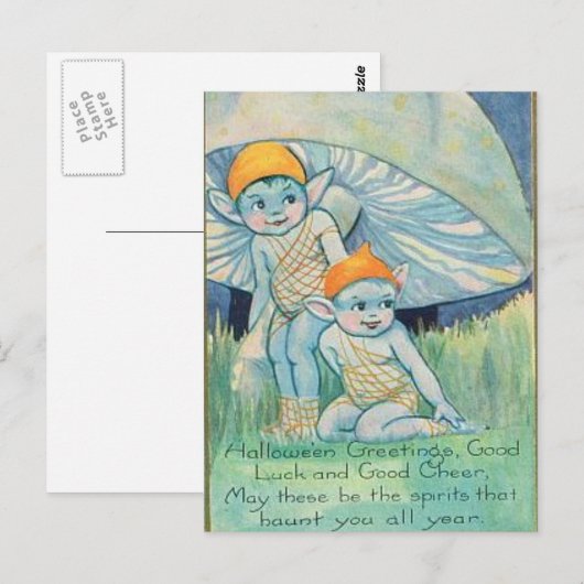 KRW  Halloween Good Luck Spirits Card Briefkaart (Voorkant / Achterkant)