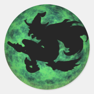 KRW Halloween Maan Witch Shadow Ronde Sticker