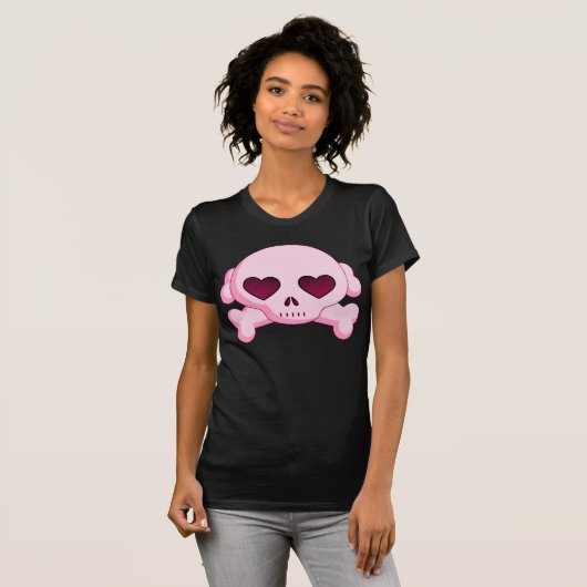 KRW Hartschedel en kruisgraten Roze T-shirt (Voorkant volledig)
