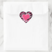 KRW Heart en Swirls Zebra Roze en zwarte sticker (Tas)