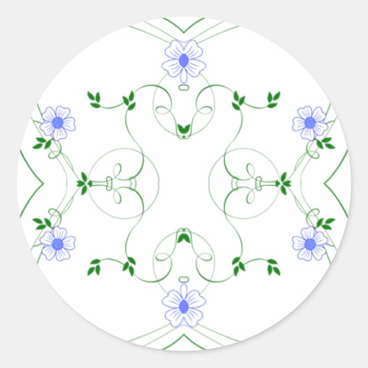KRW Heerlijk Blauw Bloemen 1,5 Inch Sticker (Voorkant)