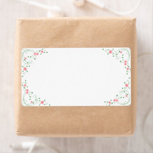 KRW Heerlijk Roze Bloemen Blank Verzendlabel (Insitu)