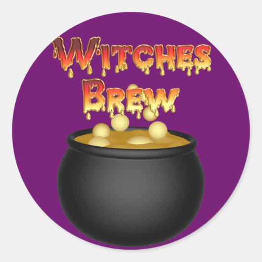 KRW Heksen Brouwen Cauldron Halloween Ronde Sticker (Voorkant)