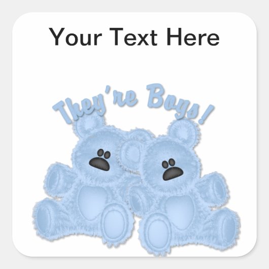 KRW Het zijn Jongens Twin Blue Teddy Bear Sticker (Voorkant)