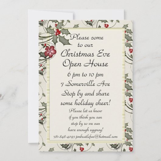 KRW Holly Holiday Custom Party Invitation Kaart (Voorkant)