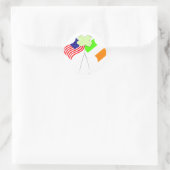 KRW Ierse Amerikaanse vlaggen en shamrock Ronde Sticker (Tas)