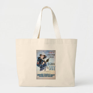 KRW Ik zou willen dat ik een Man-Vintage-poster wa Grote Tote Bag