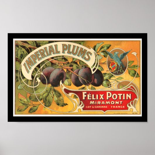 KRW  imperial Plums Fruit Crate Label Poster (Voorkant)
