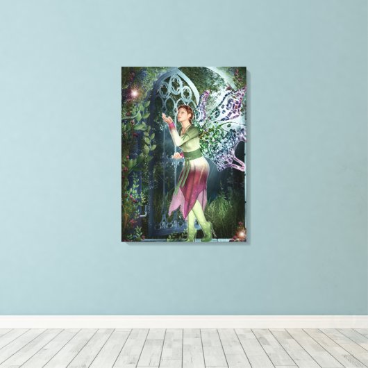 KRW Into the Night Fantasy Faery Art Canvas Afdruk (Insitu (Houten vloer))