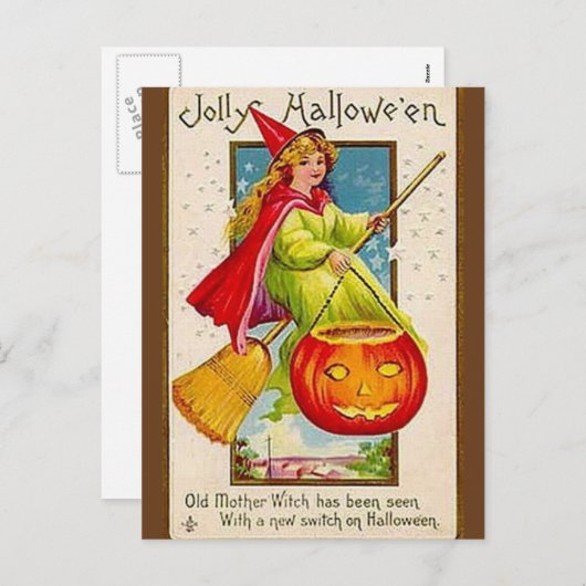 KRW Jolly Halloween Witch Feestdagenkaart (Voorkant / Achterkant)