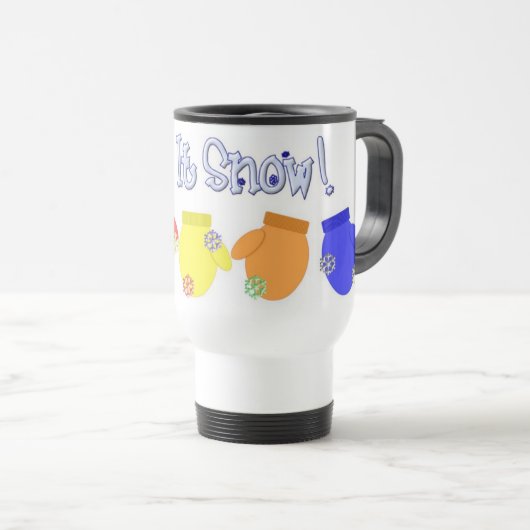 KRW laat het sneeuwen Mittens kerstMok Reisbeker (Voorkant rechts)