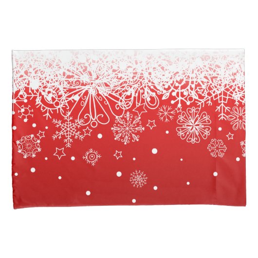 KRW Lacy White Snowflake-kerstrood-Hoesje Kussensloop (Voorkant-Rechts)