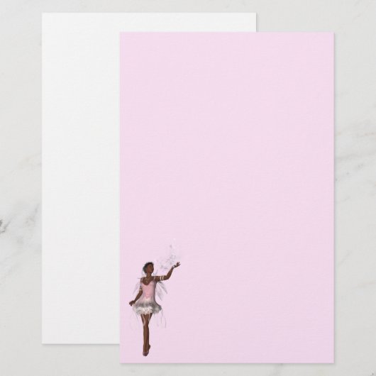 KRW Lana African American Fairy Fantasy Stationery Briefpapier (Voorkant / Achterkant)