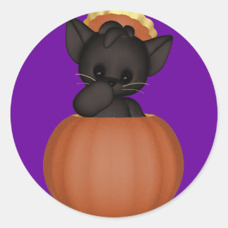 KRW Lil Zwart Scardy Kat Halloween Ronde Sticker