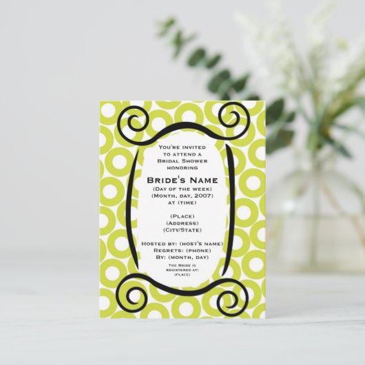 KRW Limoen Circle Douche Uitnodiging (Staand voorkant)